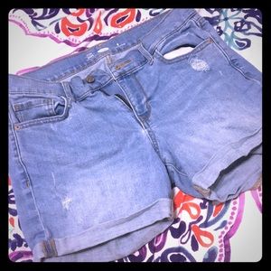 light blue denim shorts